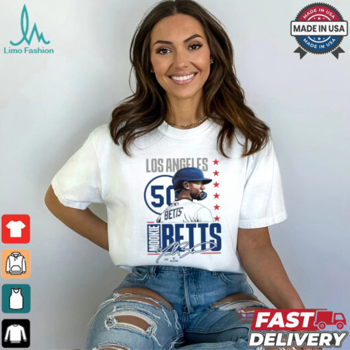 Mookie betts #50 white signature shirt