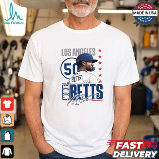 Mookie betts #50 white signature shirt