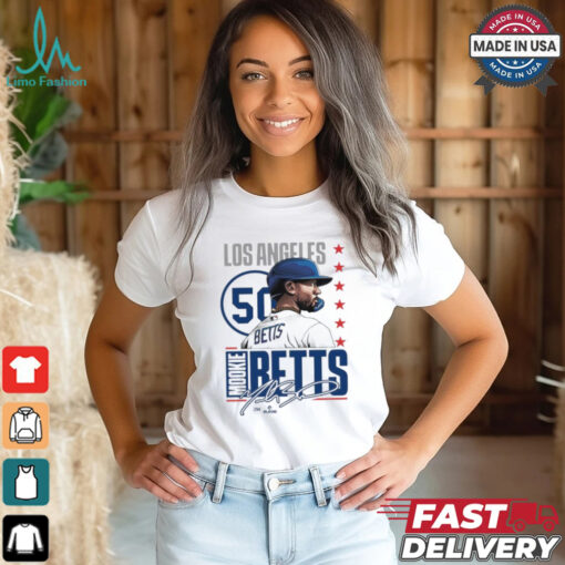 Mookie betts #50 white signature shirt
