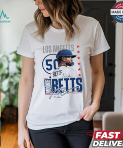 Mookie betts #50 white signature shirt