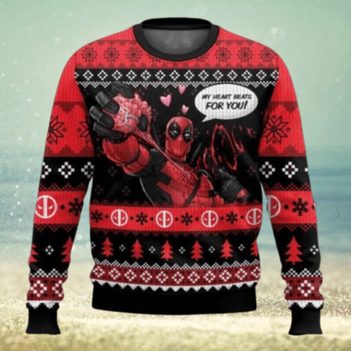 My Heart Beats For You Deadpool Ugly Christmas Sweater