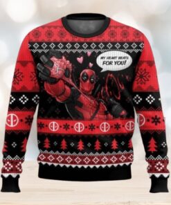 My Heart Beats For You Deadpool Ugly Christmas Sweater