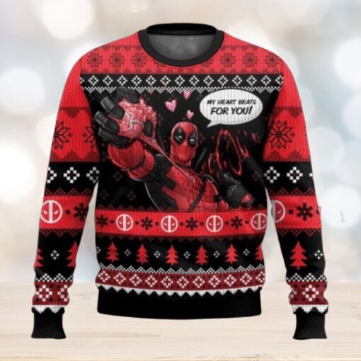 My Heart Beats For You Deadpool Ugly Christmas Sweater