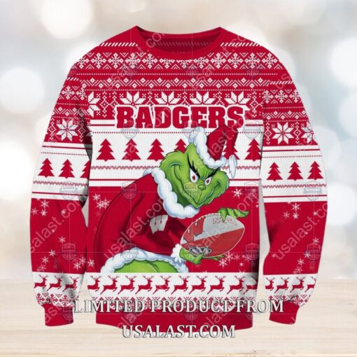 NCAA Wisconsin Badgers Sneaky Grinch Christmas 2024 Ugly Sweater