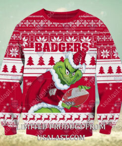 NCAA Wisconsin Badgers Sneaky Grinch Christmas 2024 Ugly Sweater