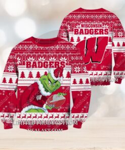 NCAA Wisconsin Badgers Sneaky Grinch Christmas 2024 Ugly Sweaters