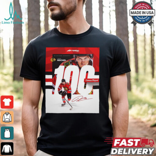 NHL Chicago Blackhawks Lukas Reichel 100 Games Played Signature Poster t shirt