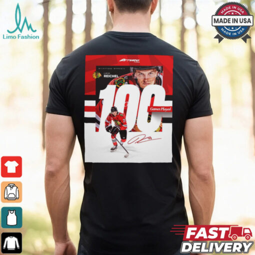 NHL Chicago Blackhawks Lukas Reichel 100 Games Played Signature Poster t shirt
