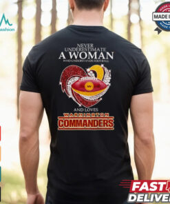 Never underestimate a woman and loves Washington Commanders shirt