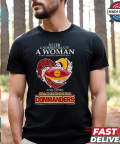 Never underestimate a woman and loves Washington Commanders shirt