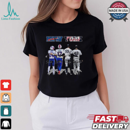 New York City Sports Buffalo Bills And New York Yankees Diggs Allen Aaron Judge And Anthony Rizzo Signatures 2024 T shirt