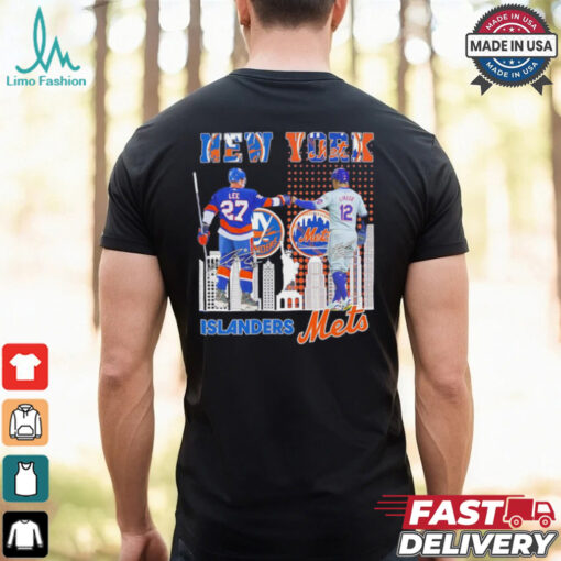 New York Islanders Anders Lee x New York Mets Francisco Lindor skyline shirt
