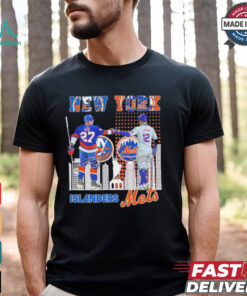 New York Islanders Anders Lee x New York Mets Francisco Lindor skyline shirt