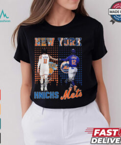 New York Knicks Jalen Brunson x New York Mets Francisco Lindor city skyline signatures shirt