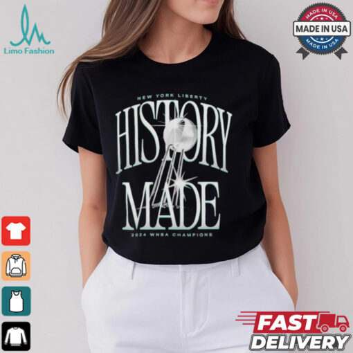 New York Liberty Stadium Essentials 2024 Wnba Finals Champions History Made Roster Signature Shirt