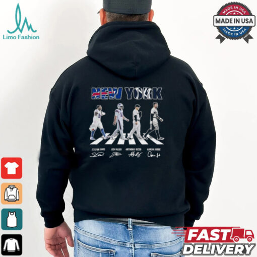 New York Teams Sport Buffalo Bills New York Yankees Walking Signatures 2024 T shirt