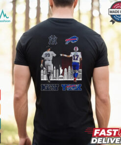 New York Yankees Aaron Judge And Buffalo Bills Josh Allen Signatures Skyline 2024 T shirt