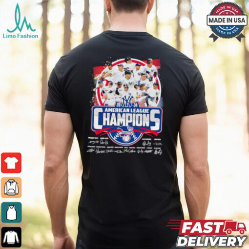 New York Yankees Team American League Champions 2024 Signatures Shirt