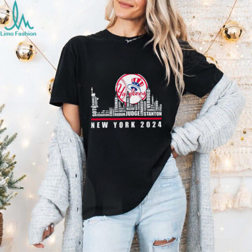 New York Yankees baseball skyline names player 2024 logo shirt