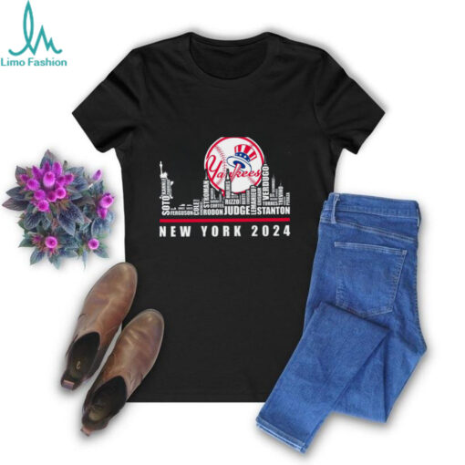 New York Yankees baseball skyline names player 2024 logo shirt