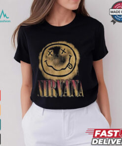 Nirvana Big Gradient Smile Face Graphic Band Classic T shirt For Men And Women