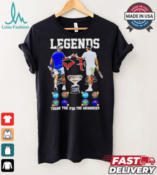 Novak Djokovic and Roger Federer legends thank you for the memories signatures shirt