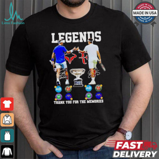 Novak Djokovic and Roger Federer legends thank you for the memories signatures shirt