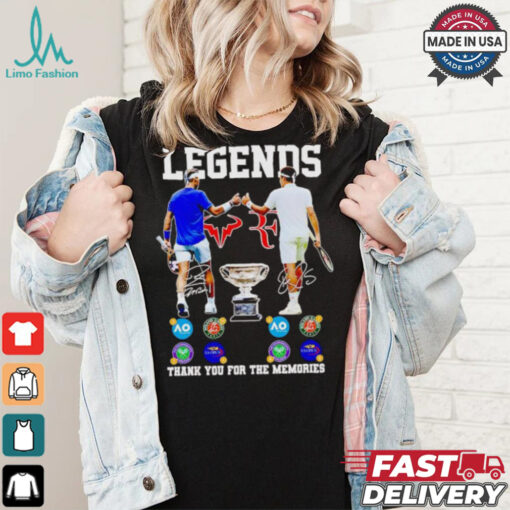 Novak Djokovic and Roger Federer legends thank you for the memories signatures shirt