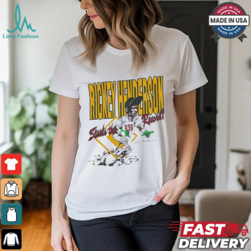 Oakland Athletics Rickey Henderson steals the 939 record player caricature shirt