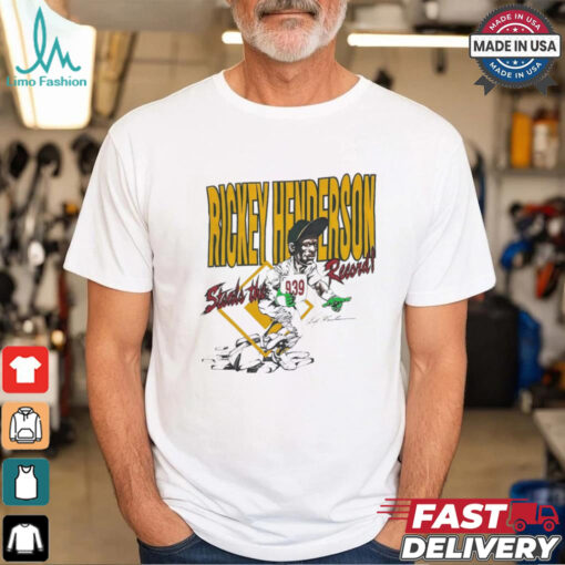 Oakland Athletics Rickey Henderson steals the 939 record player caricature shirt
