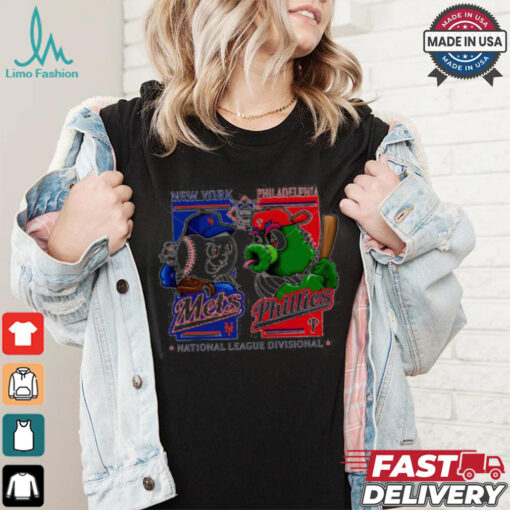 Official American League Divisional New York Mets vs Philadelphia Phillies mascot shirt