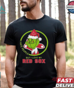 Official Boston Red Sox MLB Christmas Grinch I Hate People But I Love My Favorite 2024 Shirt