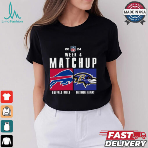 Official Buffalo Bills vs Baltimore Ravens 2024 NFL Week 4 Matchup T Shirt