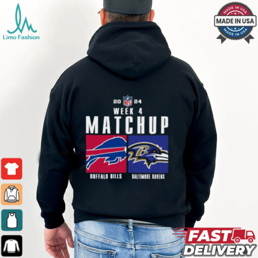 Official Buffalo Bills vs Baltimore Ravens 2024 NFL Week 4 Matchup T Shirt