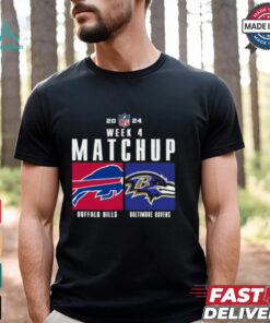 Official Buffalo Bills vs Baltimore Ravens 2024 NFL Week 4 Matchup T Shirt