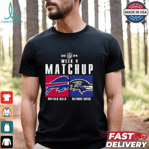 Official Buffalo Bills vs Baltimore Ravens 2024 NFL Week 4 Matchup T Shirt