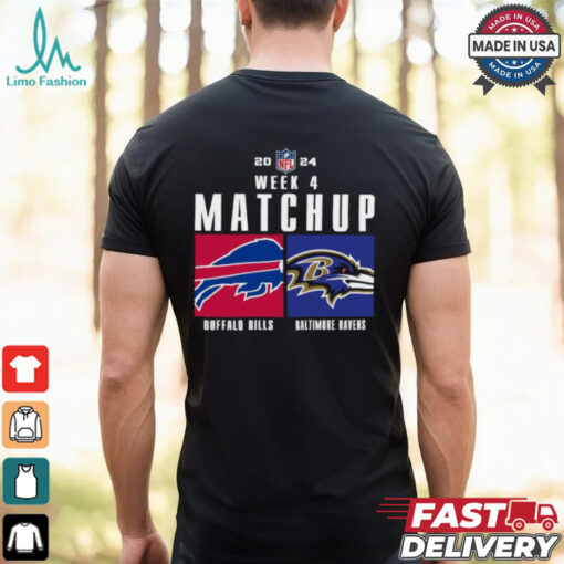 Official Buffalo Bills vs Baltimore Ravens 2024 NFL Week 4 Matchup T Shirt