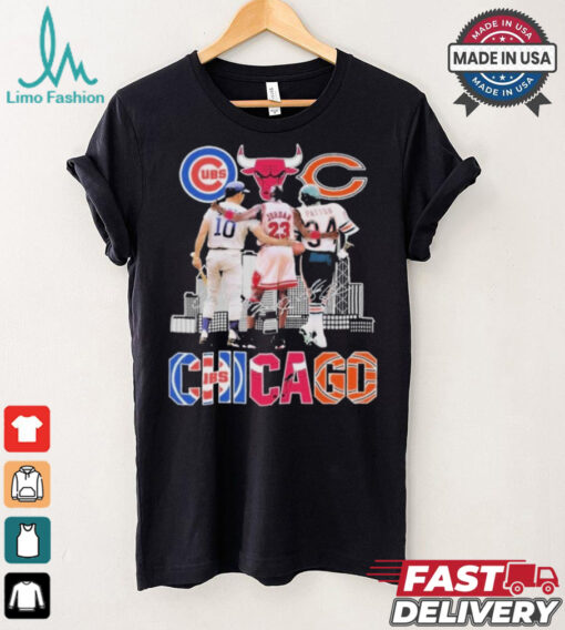 Official Chicago Cubs Ron Santo Chicago Bulls Michael Jordan Chicago Bears Walter Payton T Shirt