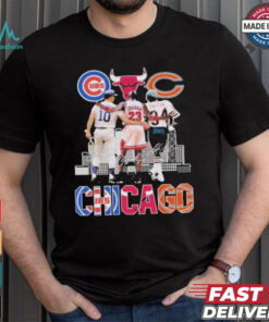 Official Chicago Cubs Ron Santo Chicago Bulls Michael Jordan Chicago Bears Walter Payton T Shirt