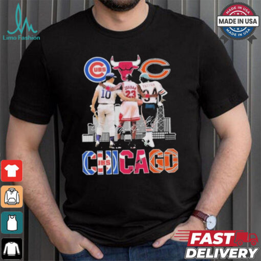 Official Chicago Cubs Ron Santo Chicago Bulls Michael Jordan Chicago Bears Walter Payton T Shirt