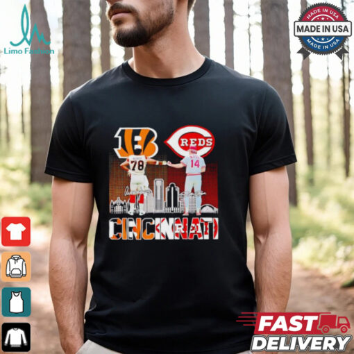Official Cincinnati Bengals Anthony Munoz and Reds Rosa skyline shirt