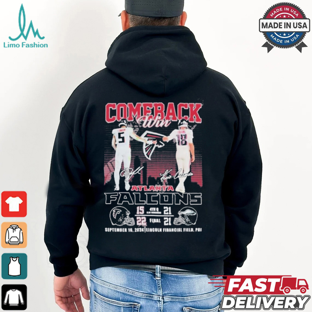 Official Comeback Win Atlanta Falcons September 16, 2024 Lincoln Financial Field, Phi Signature T Shirt Official Comeback Win Atlanta Falcons September 16, 2024 Lincoln Financial Field, Phi Signature T Shirt