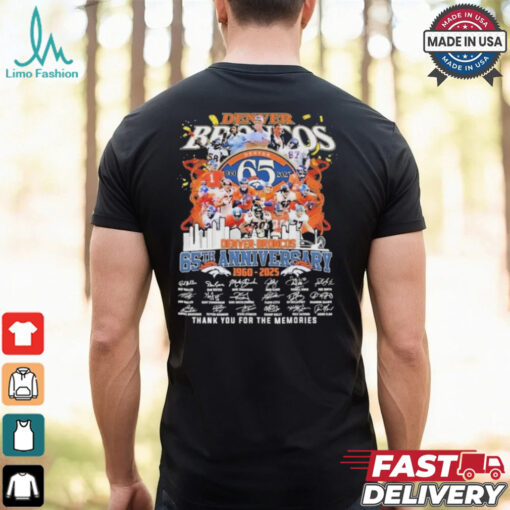 Official Denver Broncos 1960 2024 65th Anniversary Signature Thank You For The Memories Unisex T Shirt