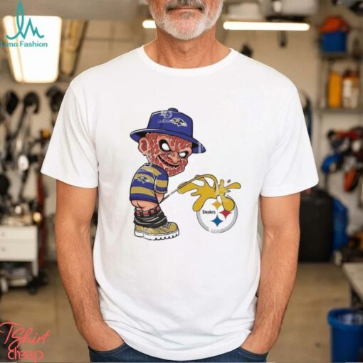 Official Freddy Krueger Baltimore Ravens Piss On Pittsburgh Steelers Halloween 2024 NFL Shirt