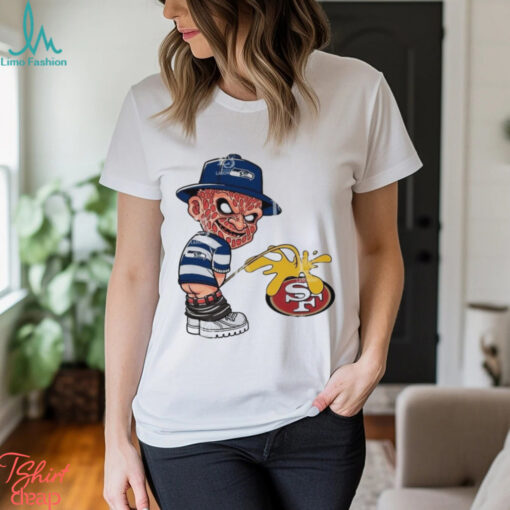 Official Freddy Krueger Seattle Seahawks Piss On San Francisco 49ers Halloween NFL 2024 Shirt