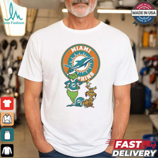 Official Grinch And Max Miami Dolphins Merry Christmas 2024 Shirt