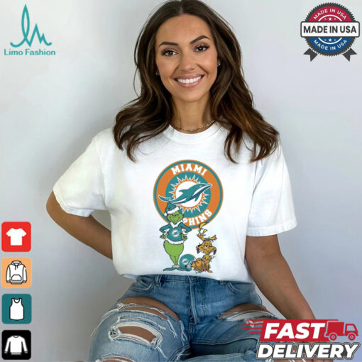 Official Grinch And Max Miami Dolphins Merry Christmas 2024 Shirt