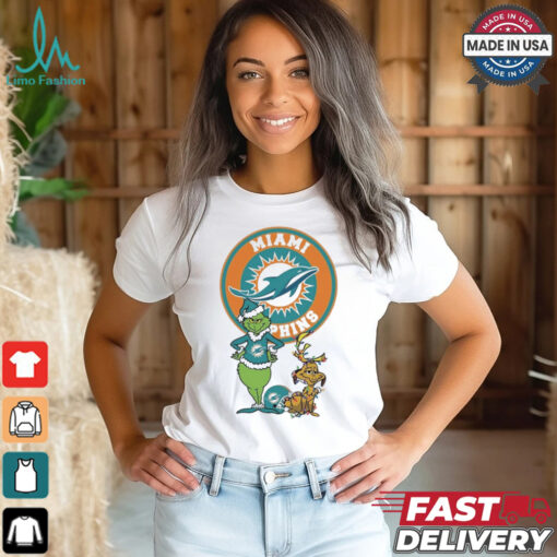 Official Grinch And Max Miami Dolphins Merry Christmas 2024 Shirt