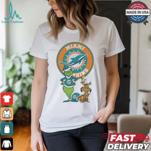 Official Grinch And Max Miami Dolphins Merry Christmas 2024 Shirt