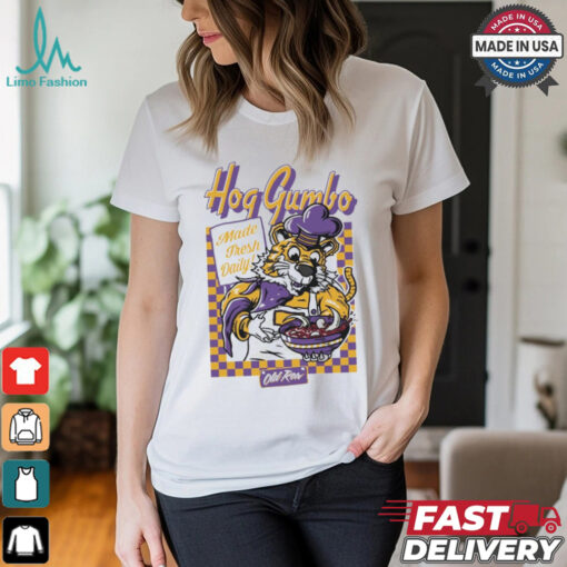 Official Hog Gumbo Made Fresh Daily LSU Tigers Vs Arkansas Razorbacks Graphic t shirt